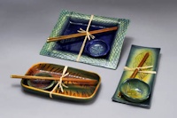 Square and rectangular sushi sets by Dorothy Steele.
