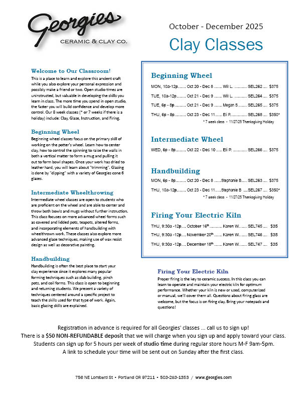October - December Classes