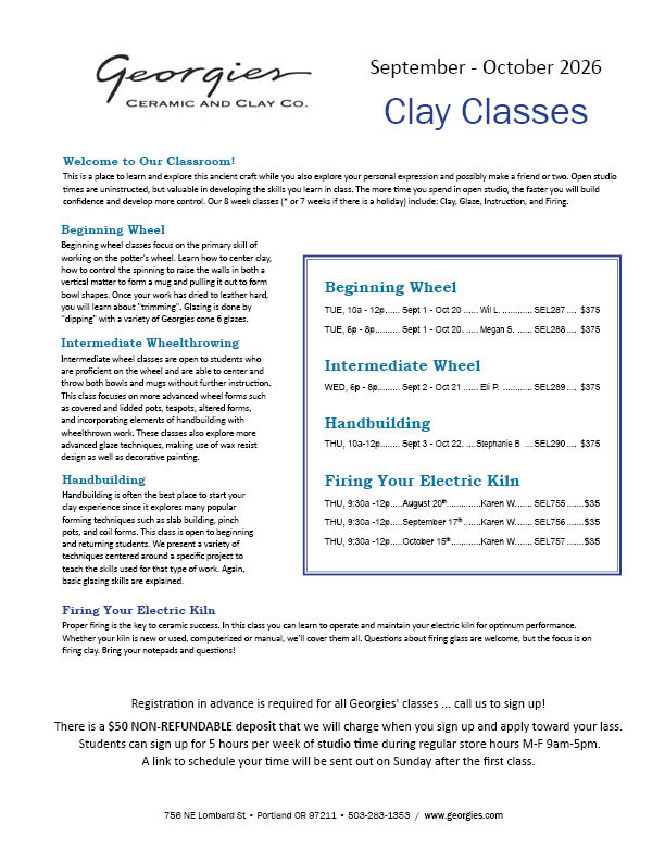 September-October 2026 classes